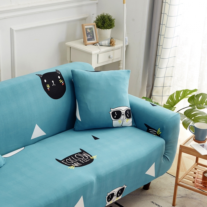 91家纺网 家纺一手货源 找家纺 逐日沙发套 2023新款牛奶丝印花沙发套 猫狗保镖