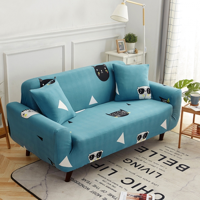 91家纺网 家纺一手货源 找家纺 逐日沙发套 2023新款牛奶丝印花沙发套 猫狗保镖