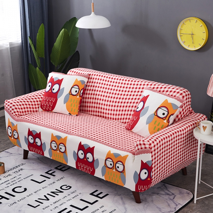 91家纺网 家纺一手货源 找家纺 逐日沙发套 2023新款牛奶丝印花沙发套 猫头鹰