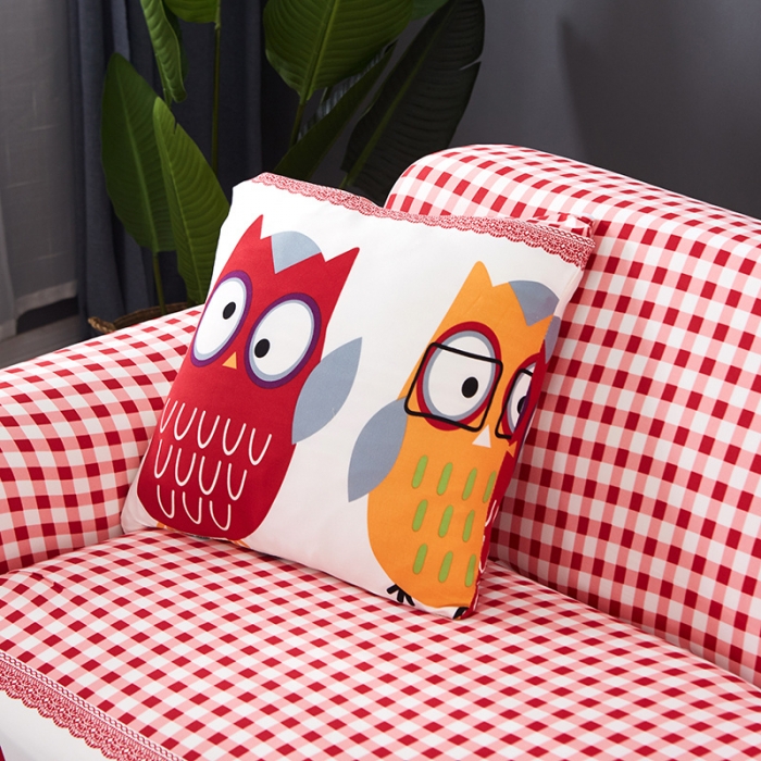 91家纺网 家纺一手货源 找家纺 逐日沙发套 2023新款牛奶丝印花沙发套 猫头鹰