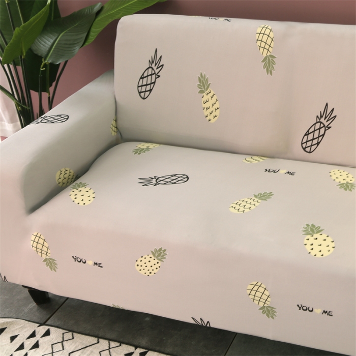 91家纺网 家纺一手货源 找家纺 逐日沙发套 2023新款牛奶丝印花沙发套 小菠萝