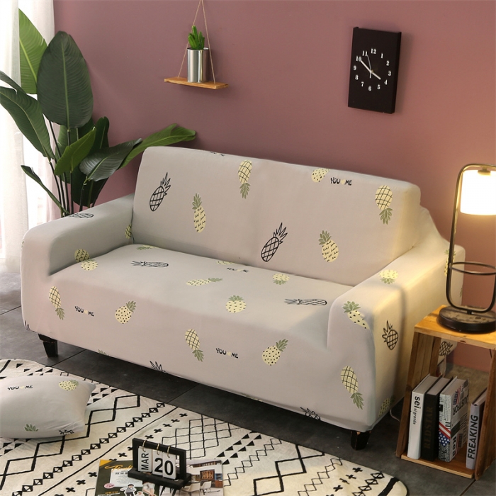 91家纺网 家纺一手货源 找家纺 逐日沙发套 2023新款牛奶丝印花沙发套 小菠萝