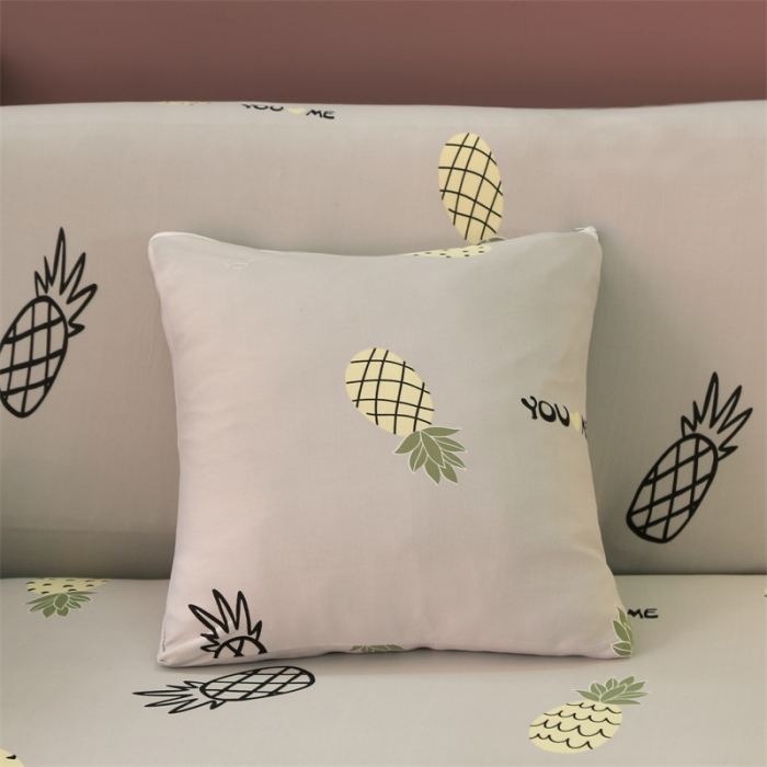 91家纺网 家纺一手货源 找家纺 逐日沙发套 2023新款牛奶丝印花沙发套 小菠萝