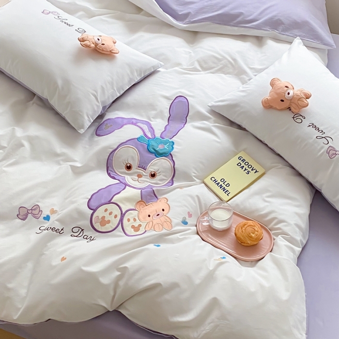 91家纺网 家纺一手货源 找家纺 朗莎 2022新款全棉水洗棉迪士尼系列四件套 露露