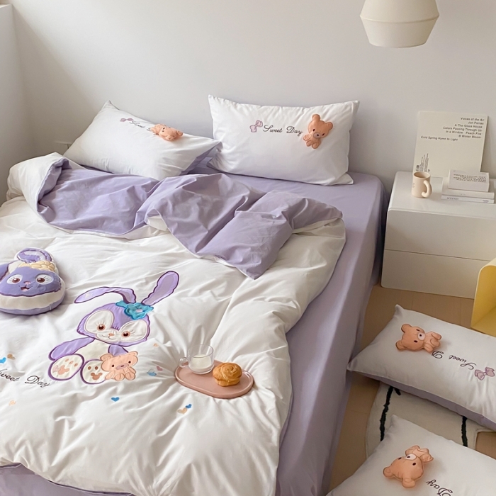 91家纺网 家纺一手货源 找家纺 朗莎 2022新款全棉水洗棉迪士尼系列四件套 露露