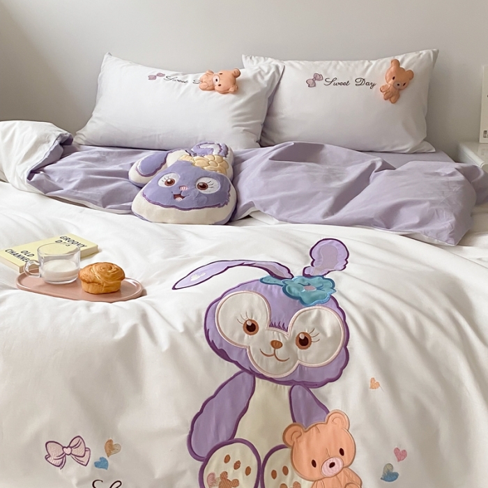 91家纺网 家纺一手货源 找家纺 朗莎 2022新款全棉水洗棉迪士尼系列四件套 露露