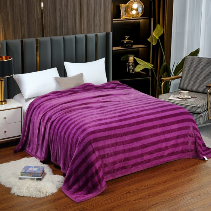 91家纺网 家纺一手货源 找家纺 2025爆款400克加厚加大升级雪狐绒毛毯毯子秋冬盖毯床单 深紫