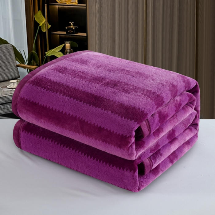 91家纺网 家纺一手货源 找家纺 2025爆款400克加厚加大升级雪狐绒毛毯毯子秋冬盖毯床单 深紫