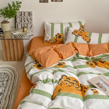 雅居纺 2022新款全棉13070印花小清新四件套 虎头虎脑