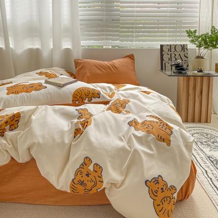 雅居纺 2022新款全棉13070印花小清新四件套 小虎虎米