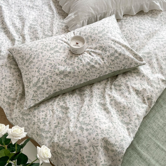 91家纺网 家纺一手货源 找家纺 梦家居 2022新款小清新系列全棉四件套 茶艺