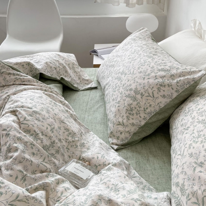 91家纺网 家纺一手货源 找家纺 梦家居 2022新款小清新系列全棉四件套 茶艺