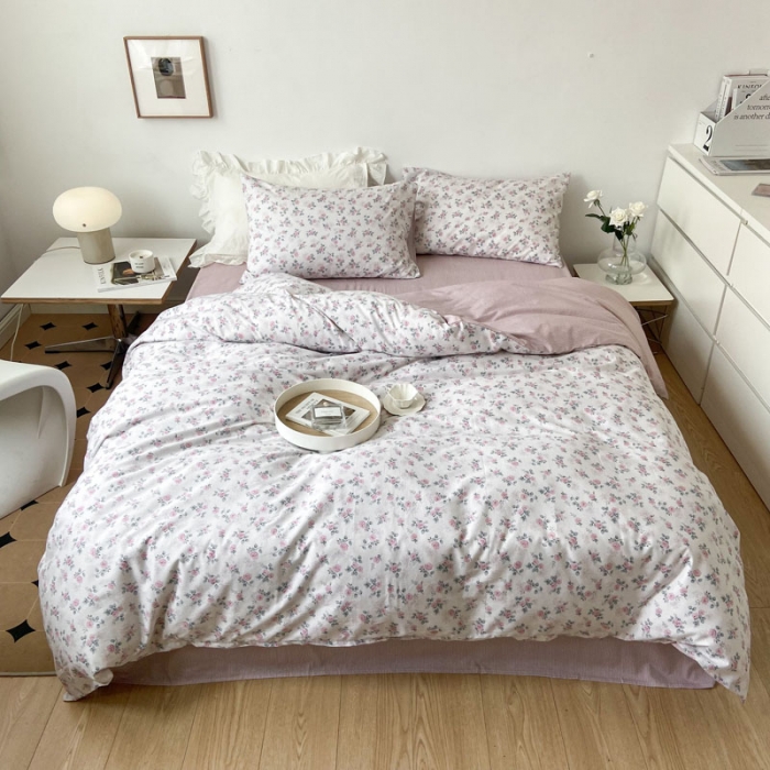 91家纺网 家纺一手货源 找家纺 梦家居 2022新款小清新系列全棉四件套 陌上花开