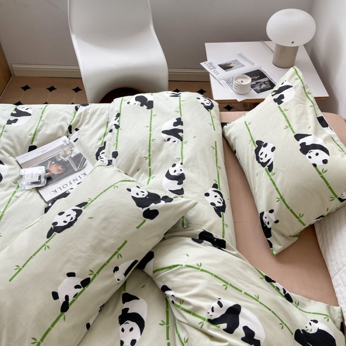 91家纺网 家纺一手货源 找家纺 梦家居 2022新款小清新系列全棉四件套 小熊猫