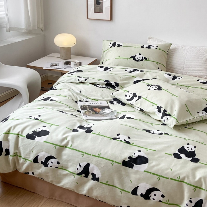 91家纺网 家纺一手货源 找家纺 梦家居 2022新款小清新系列全棉四件套 小熊猫