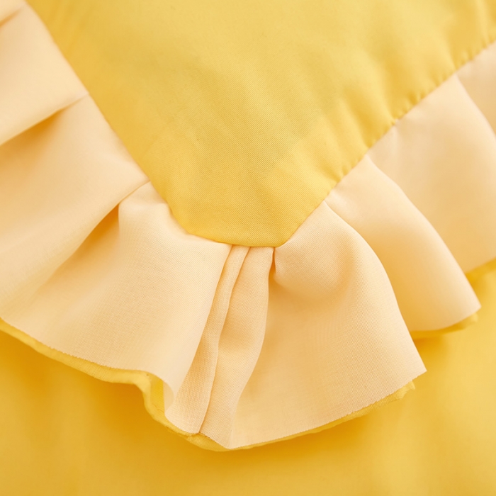 91家纺网 家纺一手货源 找家纺 莉莉安 2025新款韩版公主风亲肤单枕套-爱恋 爱恋-布丁黄/只