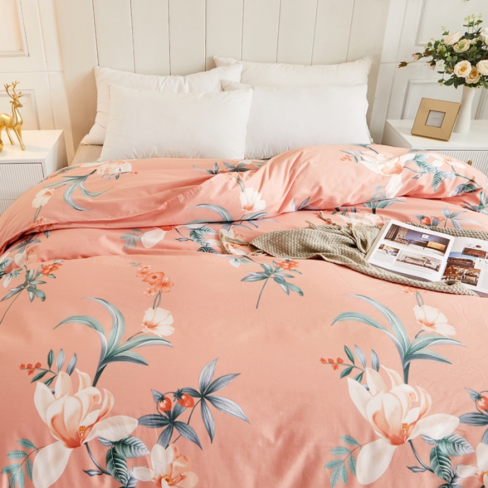 91家纺网 家纺一手货源 找家纺 十个点家纺 2022新款全棉蕾丝夹棉床裙四件套 如诗如画-粉