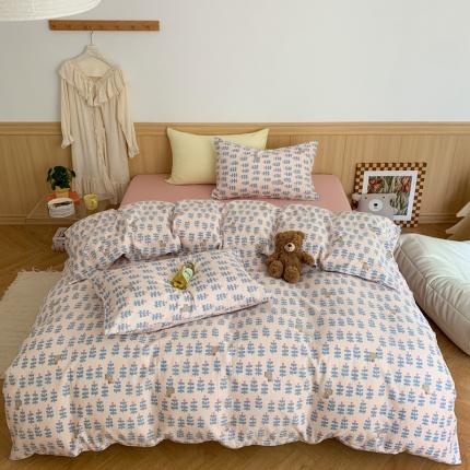 91家纺网 家纺一手货源 找家纺 （总）金丝鸟 2022新款全棉双层纱四件套