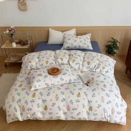 91家纺网 家纺一手货源 找家纺 （总）金丝鸟 2022新款全棉双层纱四件套