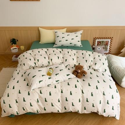 91家纺网 家纺一手货源 找家纺 （总）金丝鸟 2022新款全棉双层纱四件套