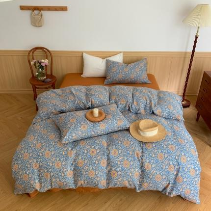 91家纺网 家纺一手货源 找家纺 （总）金丝鸟 2022新款全棉双层纱四件套