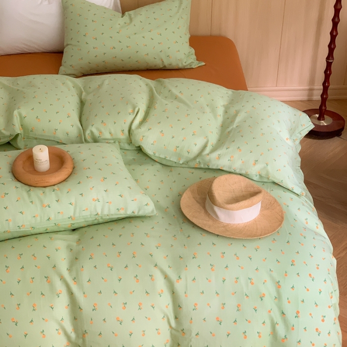 91家纺网 家纺一手货源 找家纺 金丝鸟 2022新款全棉双层纱四件套 小薇