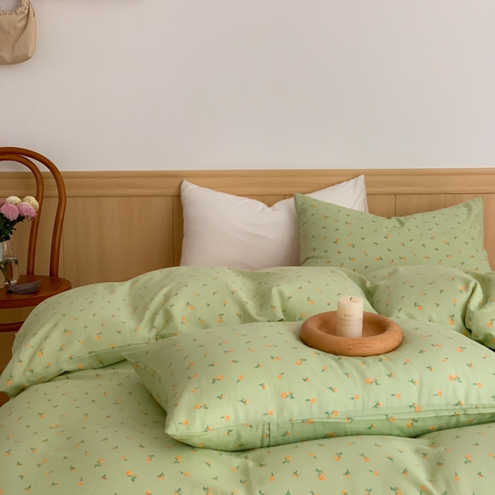 91家纺网 家纺一手货源 找家纺 金丝鸟 2022新款全棉双层纱四件套 小薇