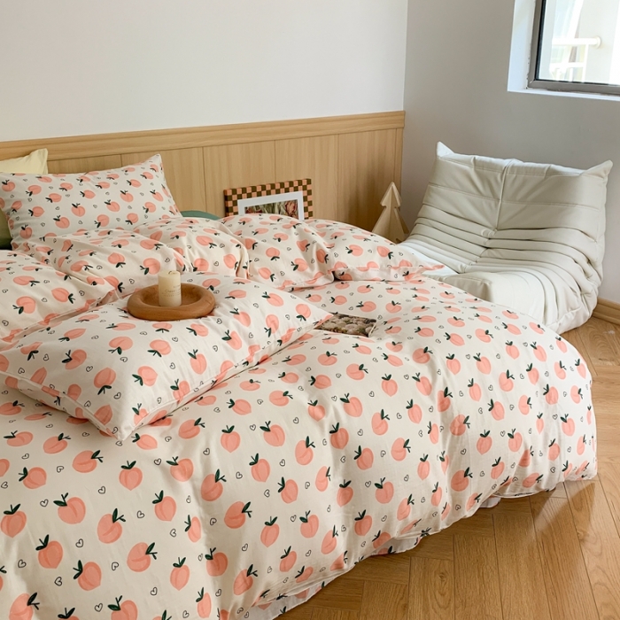 91家纺网 家纺一手货源 找家纺 金丝鸟 2022新款全棉双层纱四件套 小仙桃