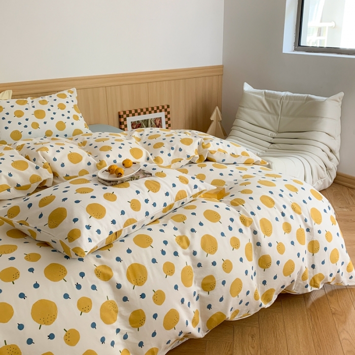 91家纺网 家纺一手货源 找家纺 金丝鸟 2022新款全棉双层纱四件套 鸭梨呀