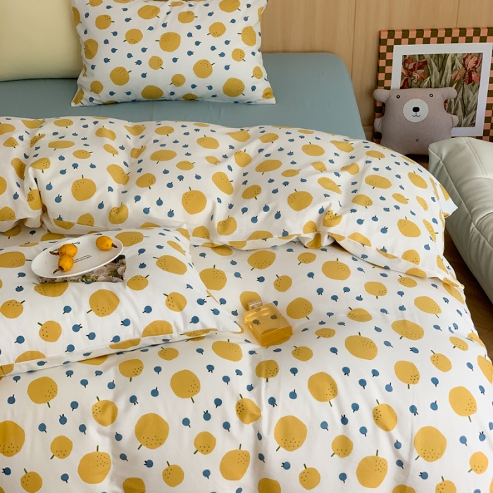 91家纺网 家纺一手货源 找家纺 金丝鸟 2022新款全棉双层纱四件套 鸭梨呀