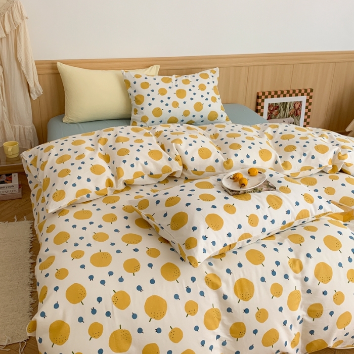 91家纺网 家纺一手货源 找家纺 金丝鸟 2022新款全棉双层纱四件套 鸭梨呀