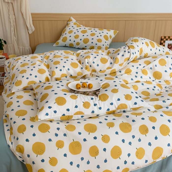 91家纺网 家纺一手货源 找家纺 金丝鸟 2022新款全棉双层纱四件套 鸭梨呀