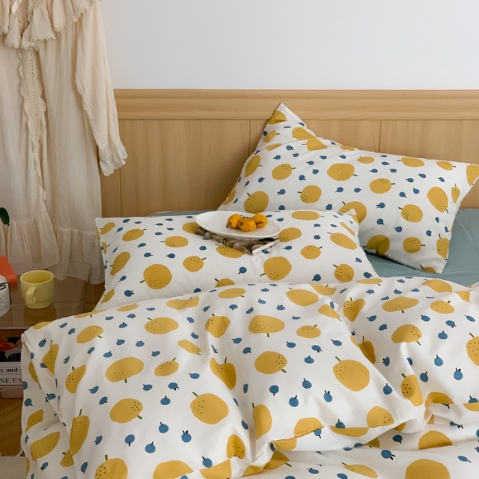 91家纺网 家纺一手货源 找家纺 金丝鸟 2022新款全棉双层纱四件套 鸭梨呀