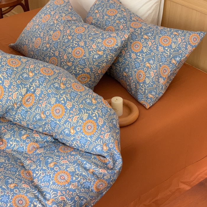 91家纺网 家纺一手货源 找家纺 金丝鸟 2022新款全棉双层纱四件套 雅思