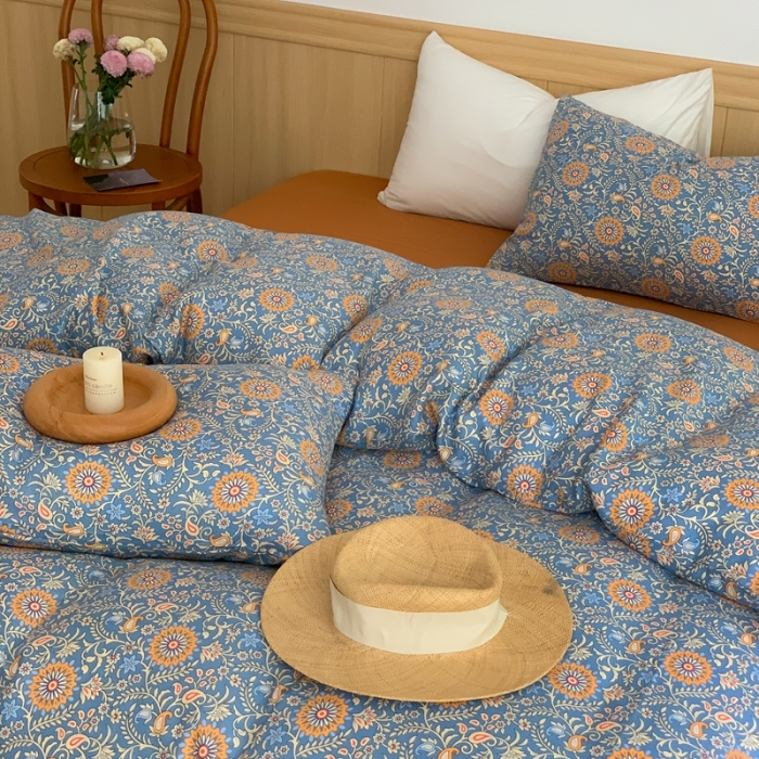 91家纺网 家纺一手货源 找家纺 金丝鸟 2022新款全棉双层纱四件套 雅思