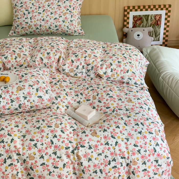 91家纺网 家纺一手货源 找家纺 金丝鸟 2022新款全棉双层纱四件套 伊甸园