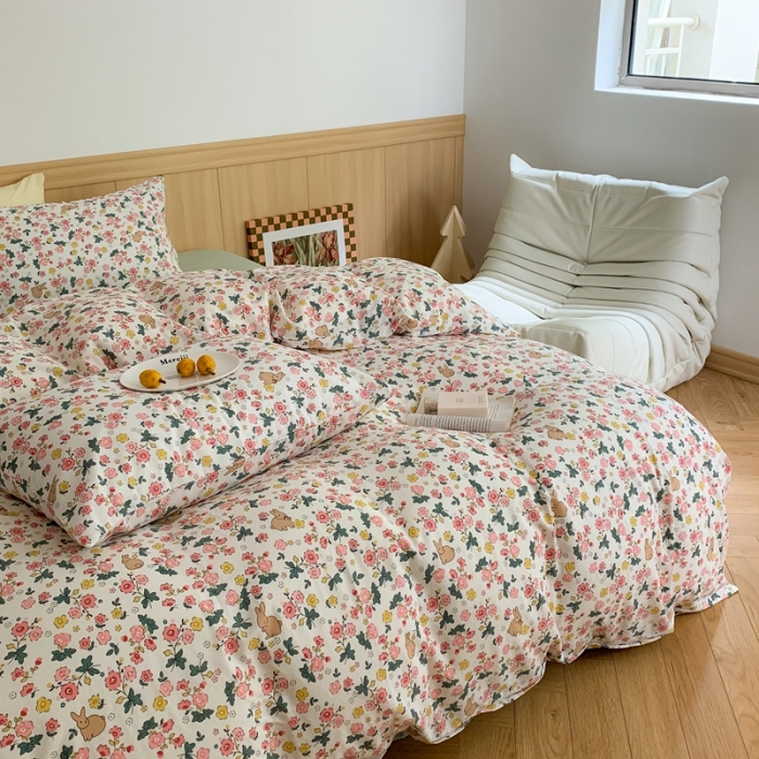 91家纺网 家纺一手货源 找家纺 金丝鸟 2022新款全棉双层纱四件套 伊甸园