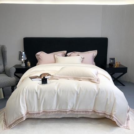 馨蕊家居 2022新款100支慕系列高精密刺绣四件套 慕系列-月光白