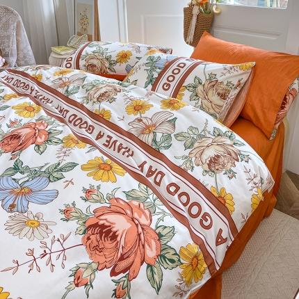 91家纺网 家纺一手货源 找家纺 总麦伦2022新款全棉40支13372纯棉斜纹田园碎花四件套