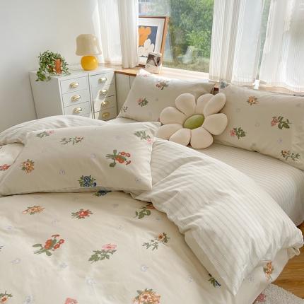 91家纺网 家纺一手货源 找家纺 总麦伦2022新款全棉40支13372纯棉斜纹田园碎花四件套