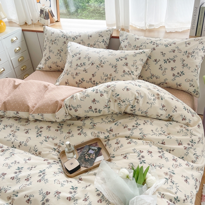 91家纺网 家纺一手货源 找家纺 总麦伦2022新款全棉40支13372纯棉斜纹田园碎花四件套