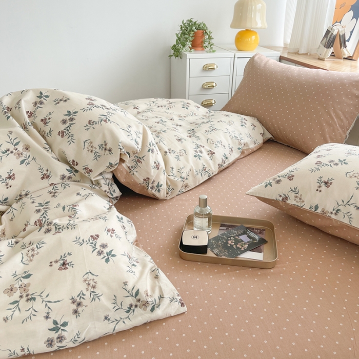 91家纺网 家纺一手货源 找家纺 总麦伦2022新款全棉40支13372纯棉斜纹田园碎花四件套