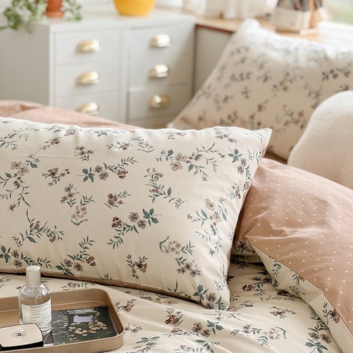 91家纺网 家纺一手货源 找家纺 总麦伦2022新款全棉40支13372纯棉斜纹田园碎花四件套