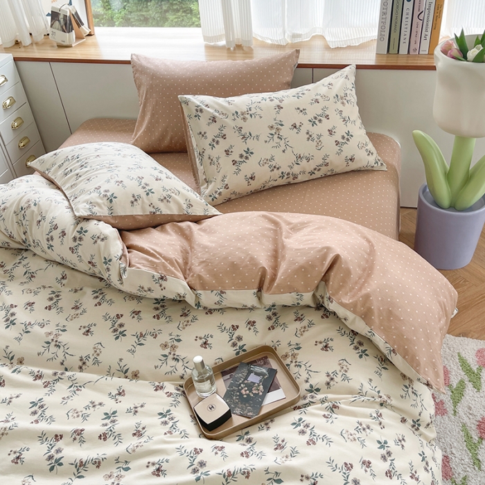 91家纺网 家纺一手货源 找家纺 总麦伦2022新款全棉40支13372纯棉斜纹田园碎花四件套