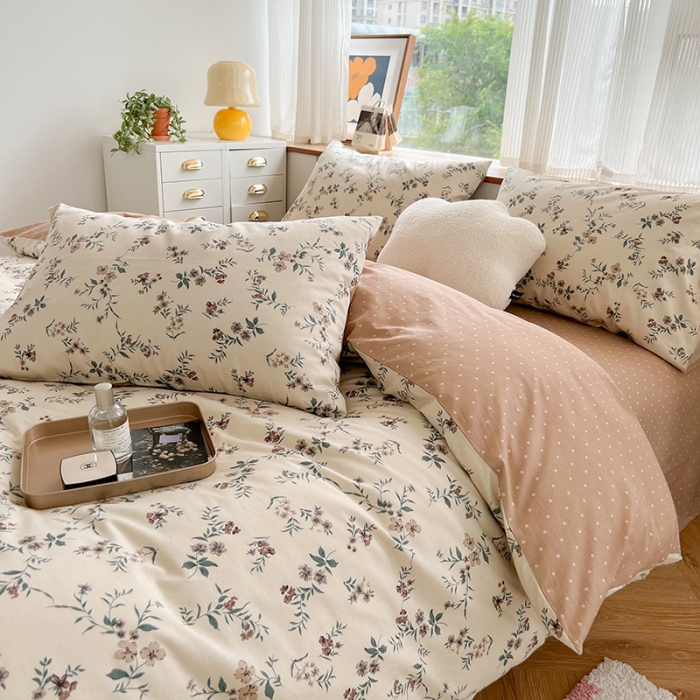 91家纺网 家纺一手货源 找家纺 总麦伦2022新款全棉40支13372纯棉斜纹田园碎花四件套