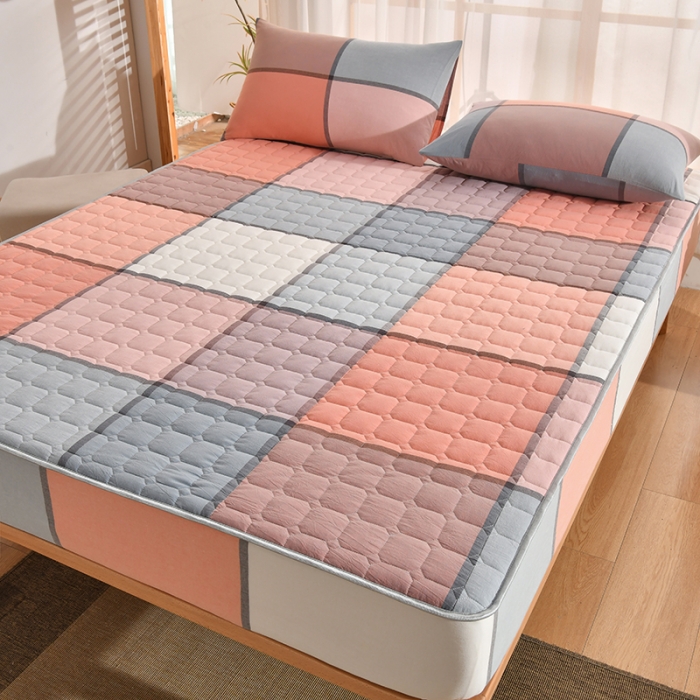 91家纺网 家纺一手货源 找家纺 雪云美2022A类全棉色织水洗棉夹棉单床笠床罩可定制 博雅桔