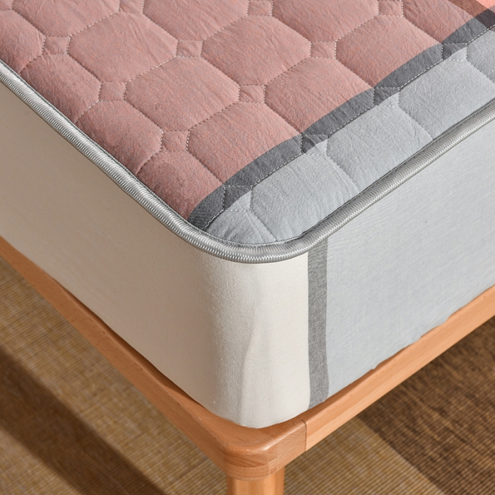 91家纺网 家纺一手货源 找家纺 雪云美2022A类全棉色织水洗棉夹棉单床笠床罩可定制 博雅桔