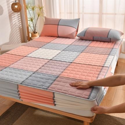 雪云美2022A类全棉色织水洗棉夹棉单床笠床罩可定制 博雅桔