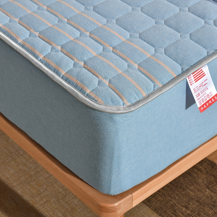 91家纺网 家纺一手货源 找家纺 雪云美2022A类全棉色织水洗棉夹棉单床笠床罩可定制 加尔蓝