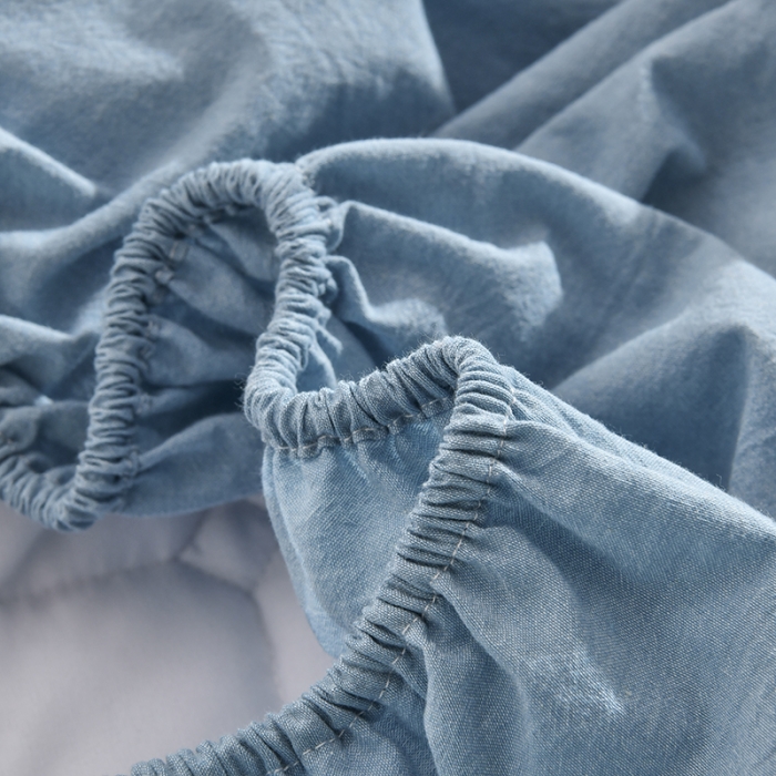 91家纺网 家纺一手货源 找家纺 雪云美2022A类全棉色织水洗棉夹棉单床笠床罩可定制 加尔蓝